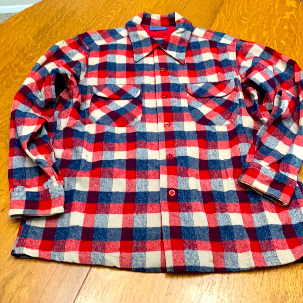 Red white and blue Pendleton wool shirt
